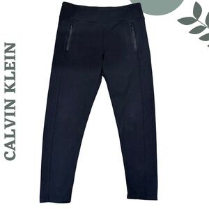 Performance Black Stretch Pants Large — Zipper Pocket Leggings